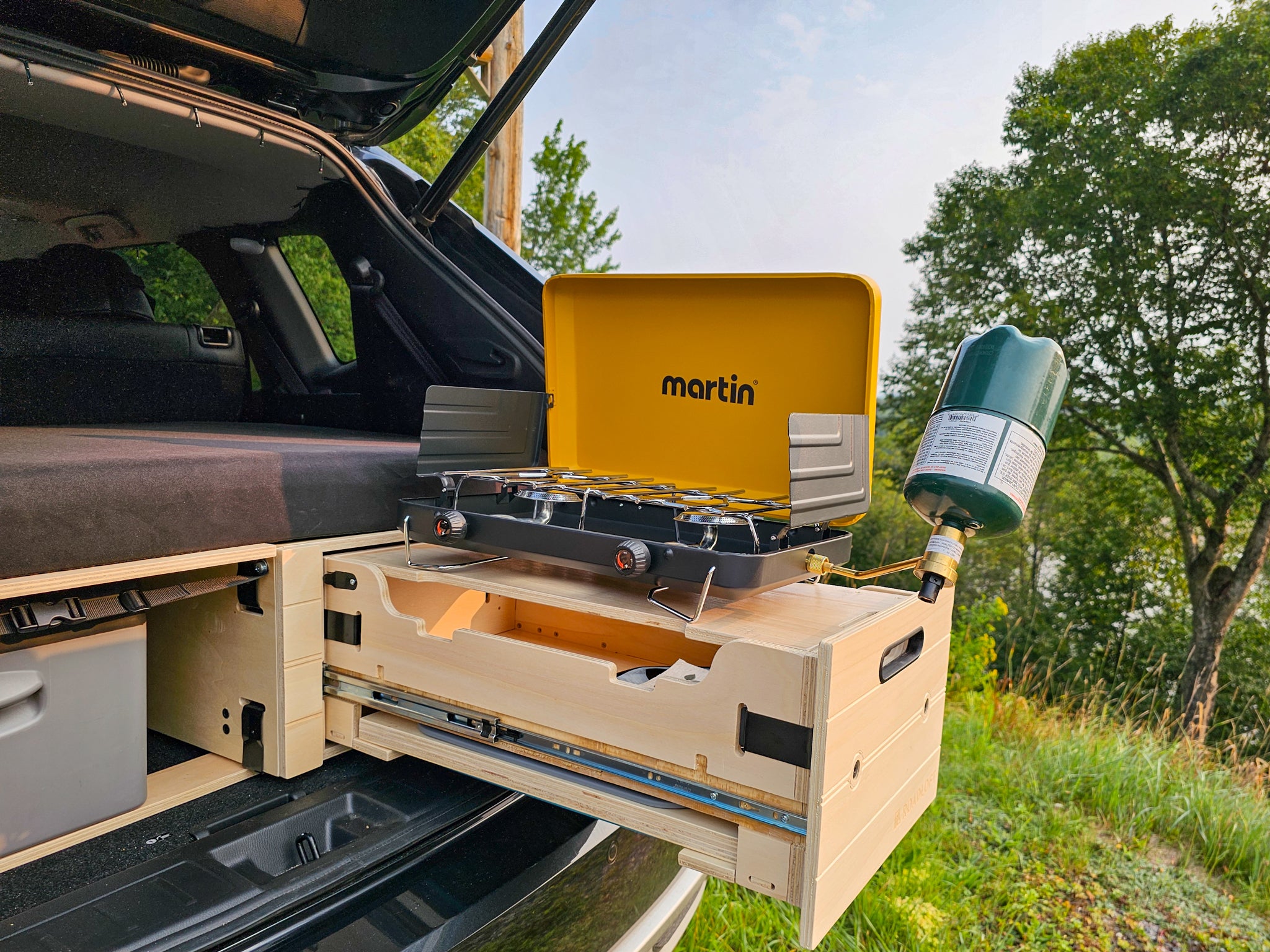 vanlife kit car camping essentials kitchen martin campstove