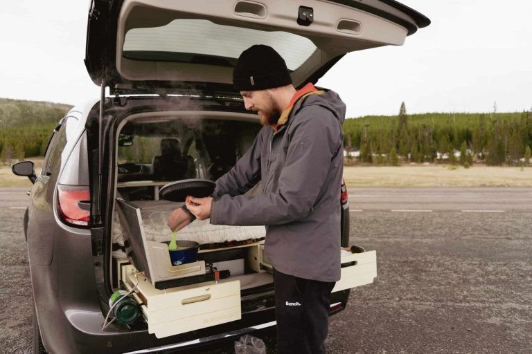 Experience the ultimate vanlife cooking adventure with Roadloft's camper conversion kit. Get inspired to cook in the wild with this stunning outdoor kitchen setup. Perfect for your next roadtrip or camping trip.