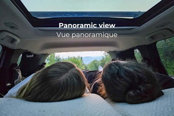 Panoramic view in Roadloft's hatchback car camping conversion kit