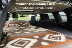 Modular single and double bed on the Hatchback car camper conversion kit by Roadloft