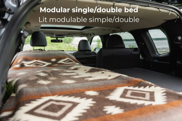 Modular single and double bed on the Hatchback car camper conversion kit by Roadloft