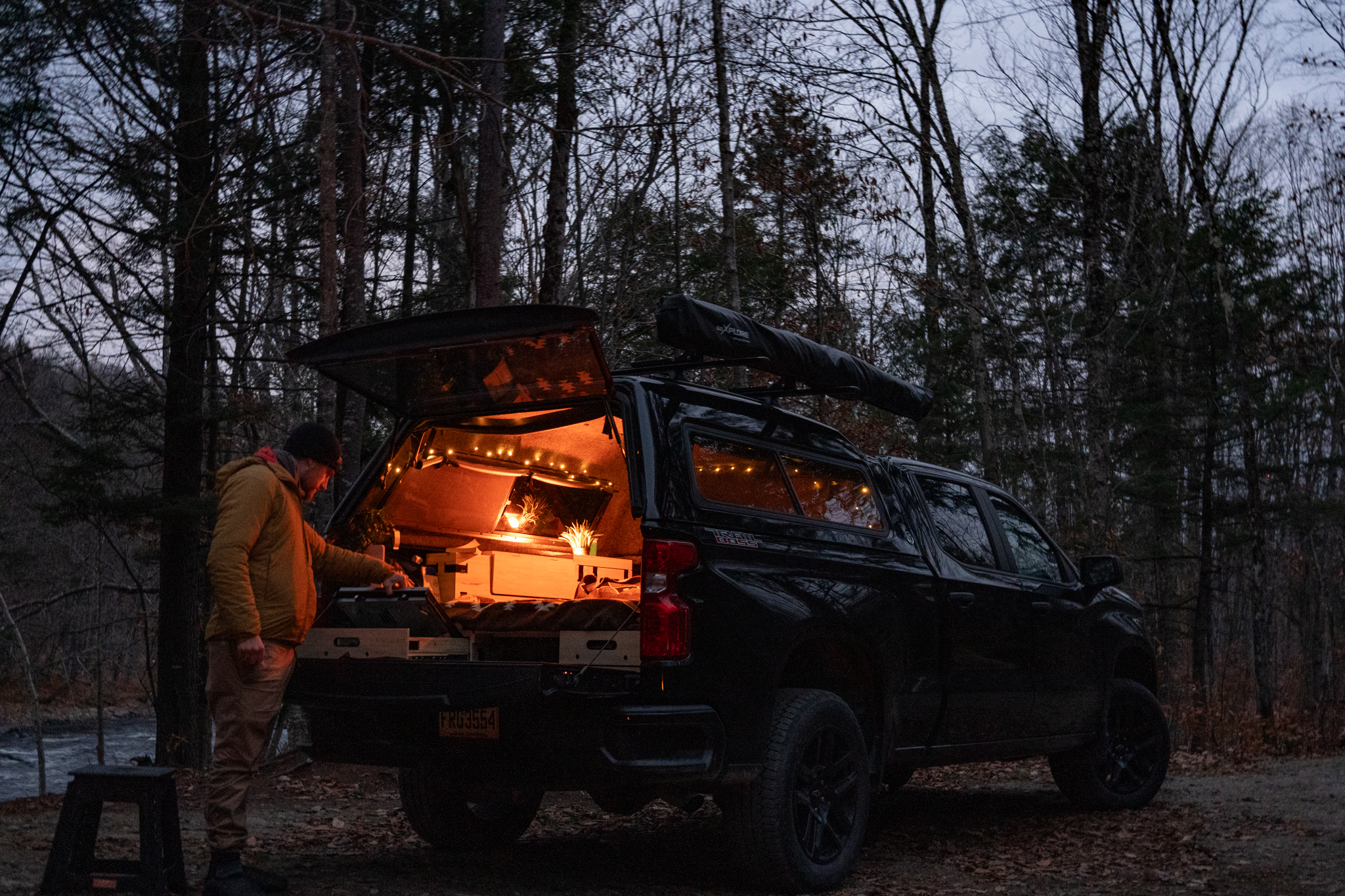 Truck camping in cold weather