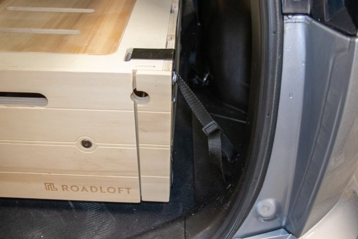 Roadloft camper kit securely anchored to the vehicle for stability and safety.