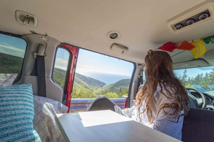 Minivan interior design with Roadloft kit, offering a functional and comfortable setup for vanlife.