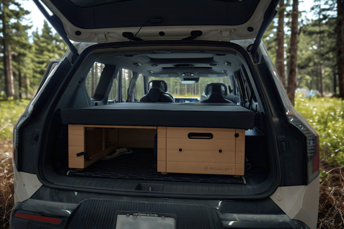 Roadloft SUV camping conversion kit in a Kia EV9